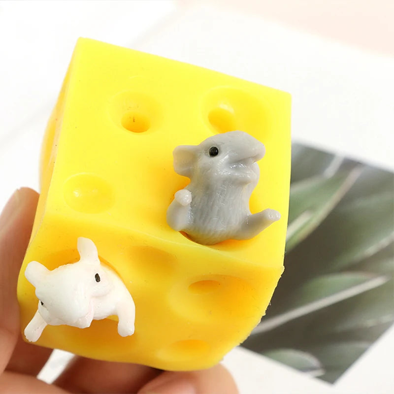 Cubo antiestrés Queso y ratoncitos ecológico y resistente