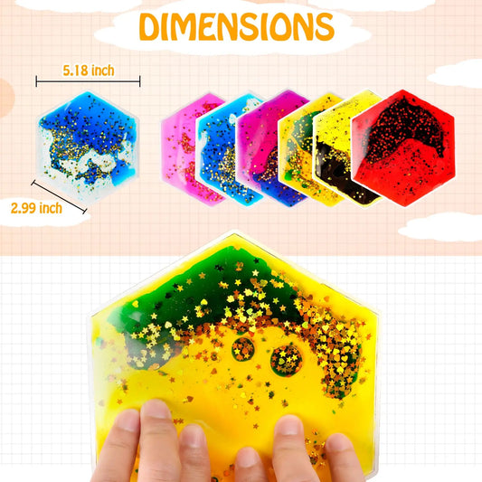 Set Sensorial Hexagonal de Gel Líquido Squishy