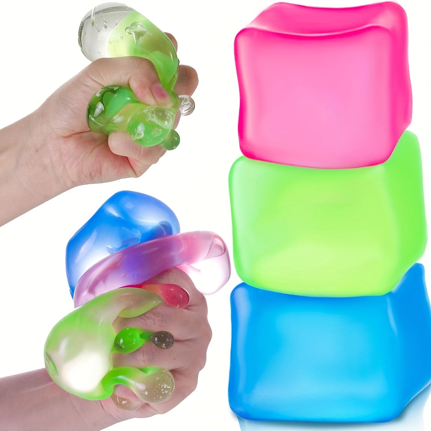 Set Cubo de hielo 3 pack squishy alivia ansiedad y tensión