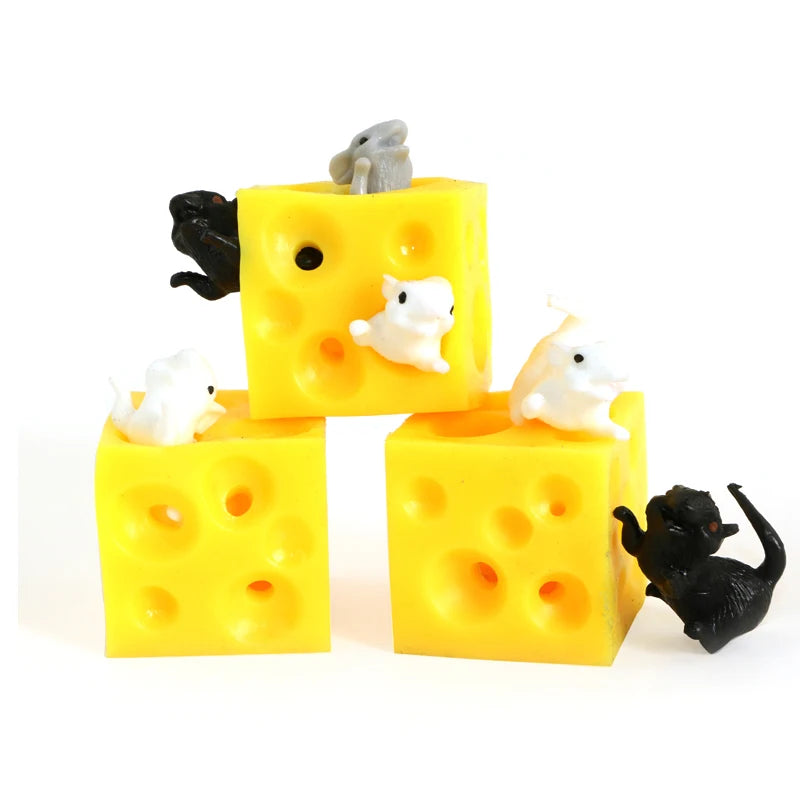 Cubo antiestrés Queso y ratoncitos ecológico y resistente