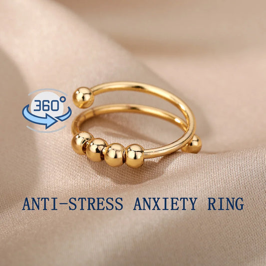 Anillo Spinner antiestrés y ansiedad baño de oro 18k