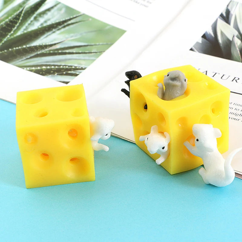 Cubo antiestrés Queso y ratoncitos ecológico y resistente