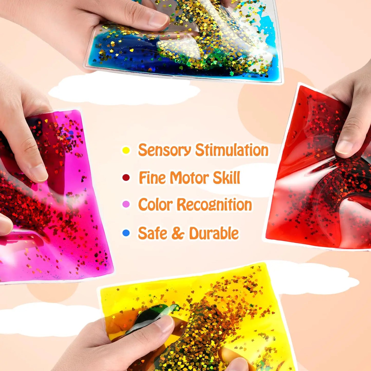 Set Sensorial Hexagonal de Gel Líquido Squishy