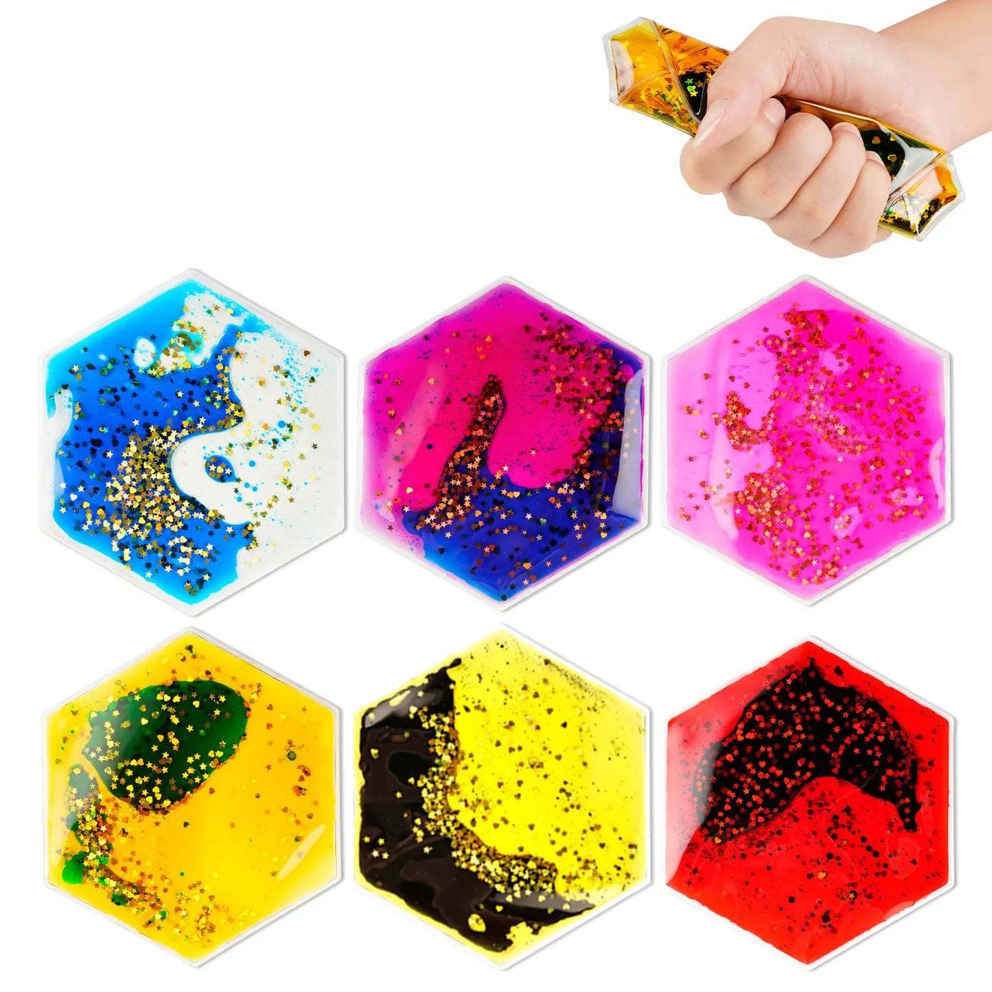 Set Sensorial Hexagonal de Gel Líquido Squishy