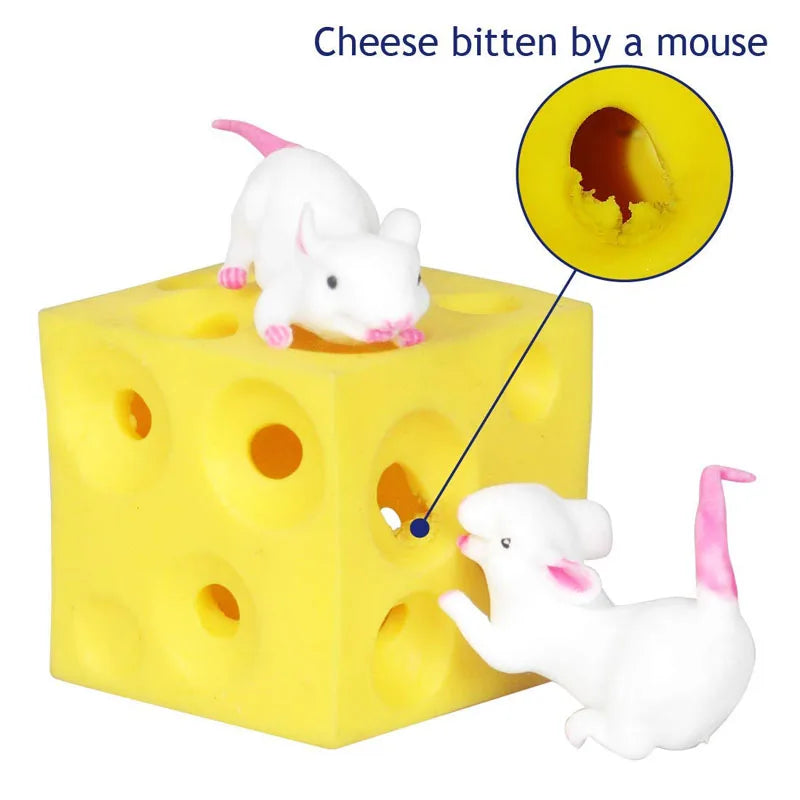 Cubo antiestrés Queso y ratoncitos ecológico y resistente