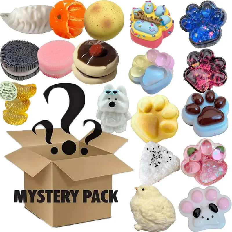 Caja misterio Huellitas Gato 3 piezas squishy antiestrés