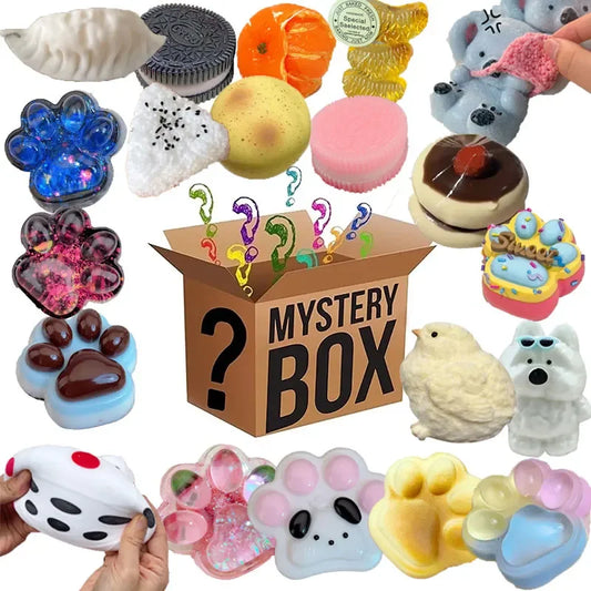 Caja misterio Huellitas Gato 3 piezas squishy antiestrés